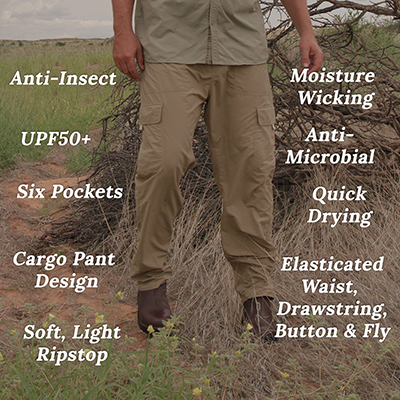 Adventurer All-Day-Longs Men's Anti-Insect Safari Trousers Features