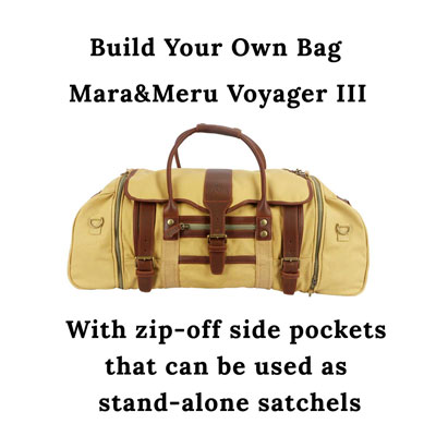 The Mara&Meru Voyager III is the compound bag that allows you to build your own safari bag for travel, safari, and everyday use